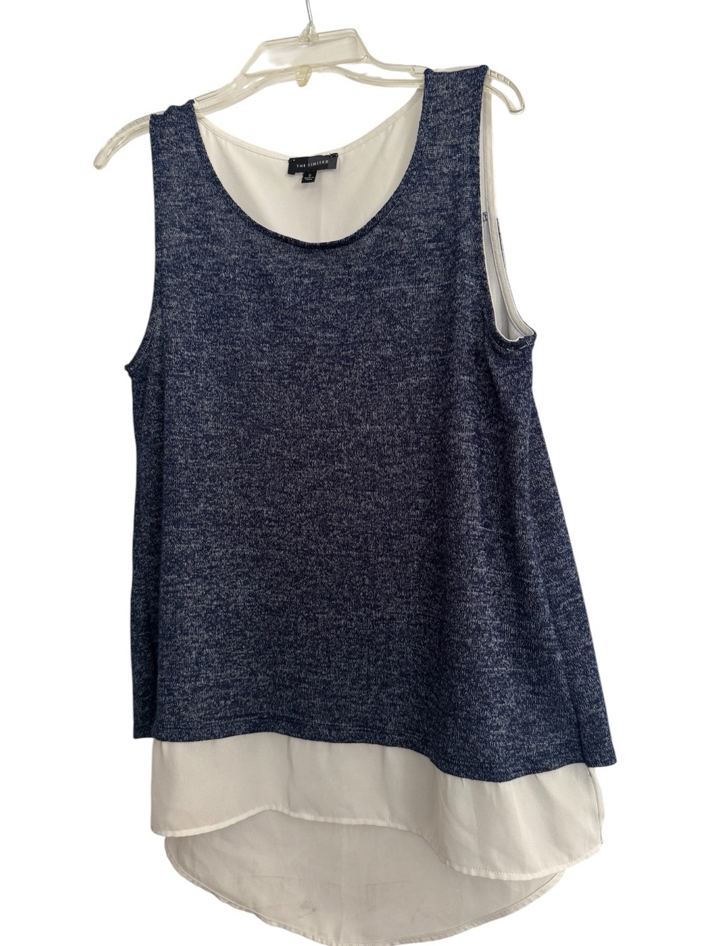 The Limited Blue and Ivory Layered Sleeveless Top
